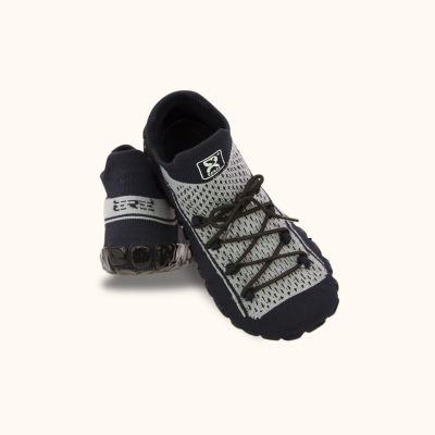 Dětské ponožkoboty černošedé - s tkaničkami