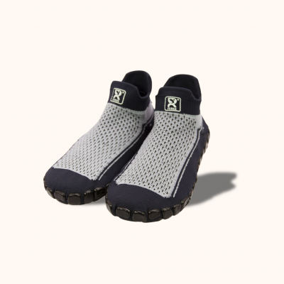 Dětské ponožkoboty černošedé - hladké