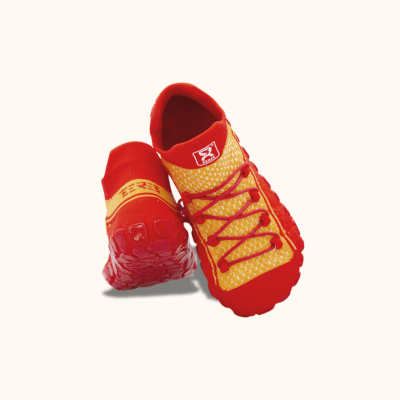 Dětské ponožkoboty červené - s tkaničkami