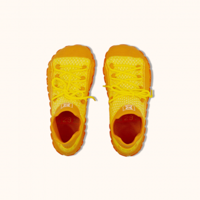 Dětské ponožkoboty žluté - s tkaničkami