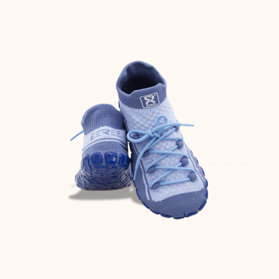 Dětské ponožkoboty modré - s tkaničkami