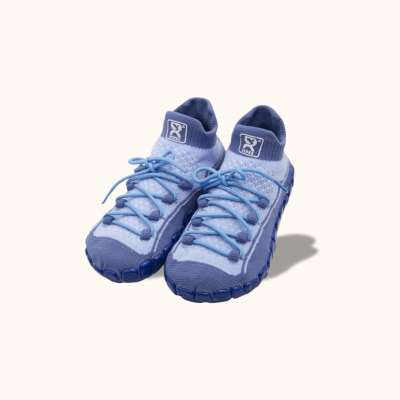 Dětské ponožkoboty modré - s tkaničkami