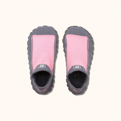 Dětské ponožkoboty šedorůžové - hladké