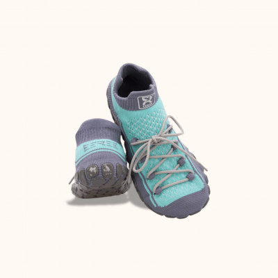 Dětské ponožkoboty šedomint - s tkaničkami