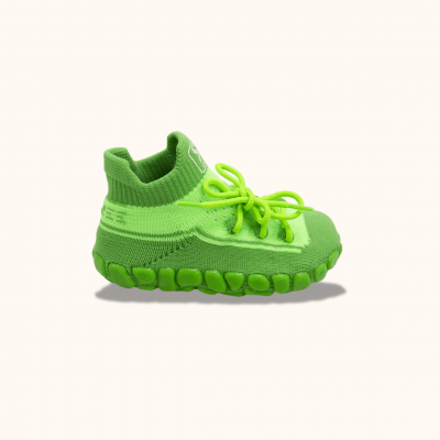 Dětské ponožkoboty zelené - s tkaničkami