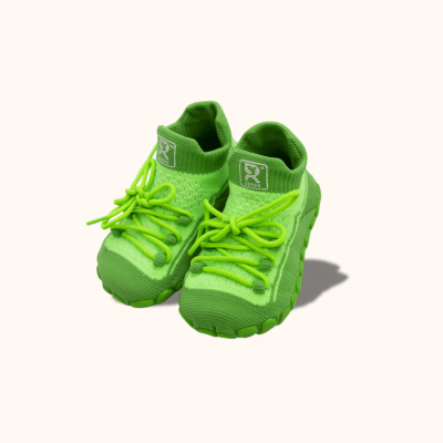 Dětské ponožkoboty zelené - s tkaničkami