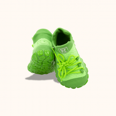 Dětské ponožkoboty zelené - s tkaničkami