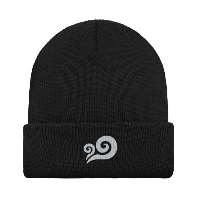 Černá čepice pro dospělé se světle modrou výšivkou živlu VZDUCH