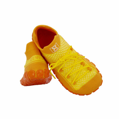 Dětské ponožkoboty žluté - s tkaničkami