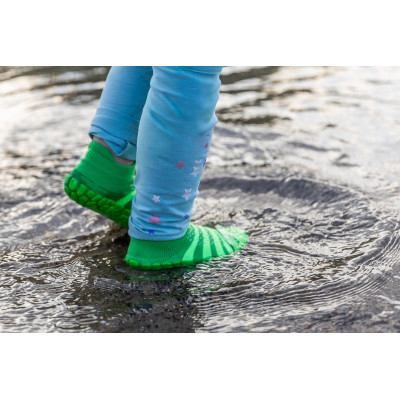 Dětské ponožkoboty zelené - s pruhy