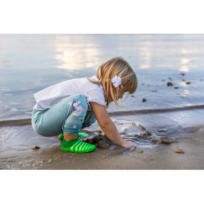 Dětské ponožkoboty zelené - s pruhy