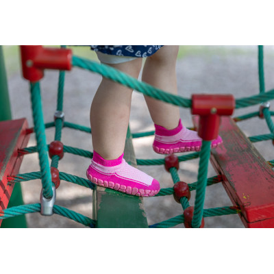 Dětské ponožkoboty růžové - hladké