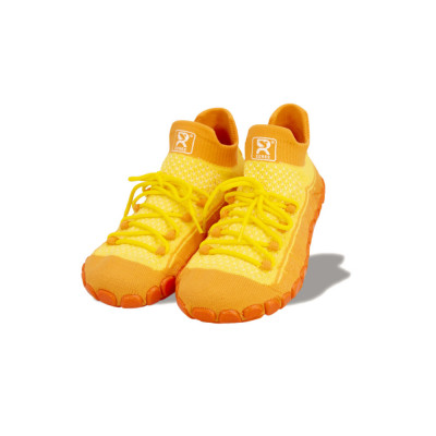 Dětské ponožkoboty žluté - s tkaničkami