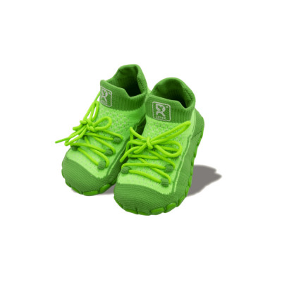 Dětské ponožkoboty zelené - s tkaničkami