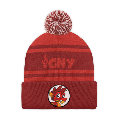 Červená  dětská čepice s bambulí - IGNY