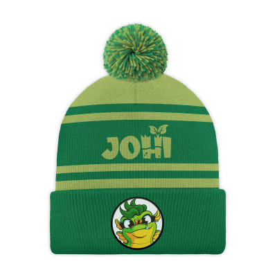 Zelená dětská čepice s bambulí - JOHI