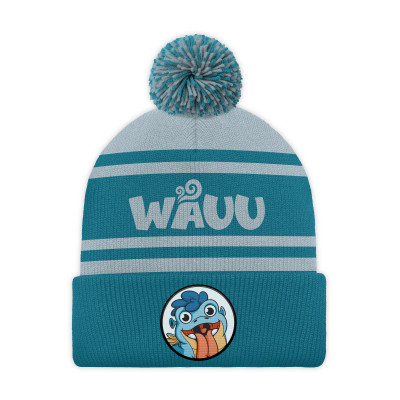 Světle modrá dětská čepice s bambulí - WAUU
